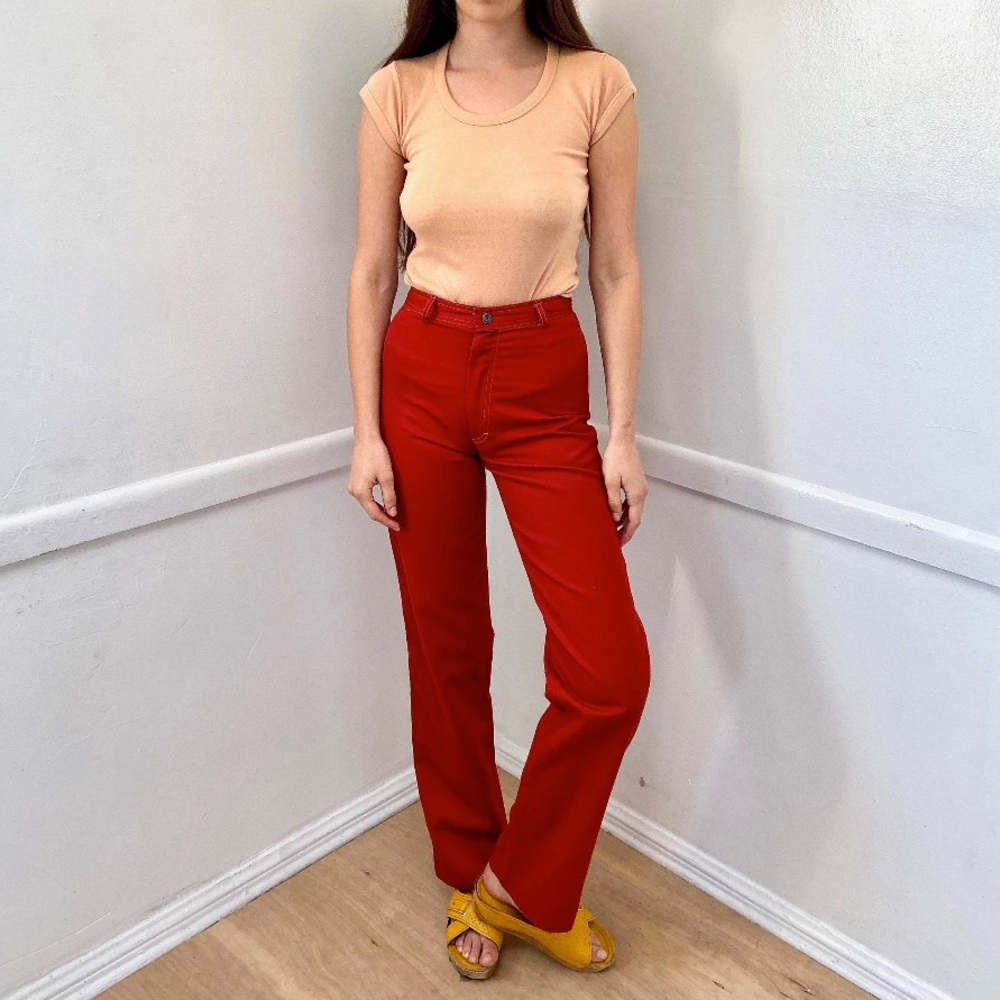 Apple Pie Pants // vintage 1970s high waist cotton boho dress pants xs/25 waist